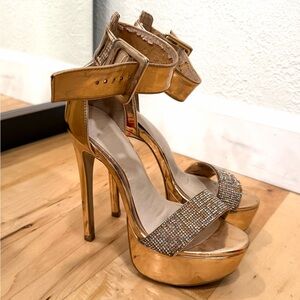 Steve Madden Shimmering Gold Platform Heels
